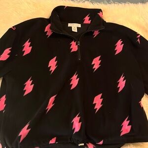 Planet Gold Pink Lightning Bolt Quarter-Zip Fleece Pullover size 2x